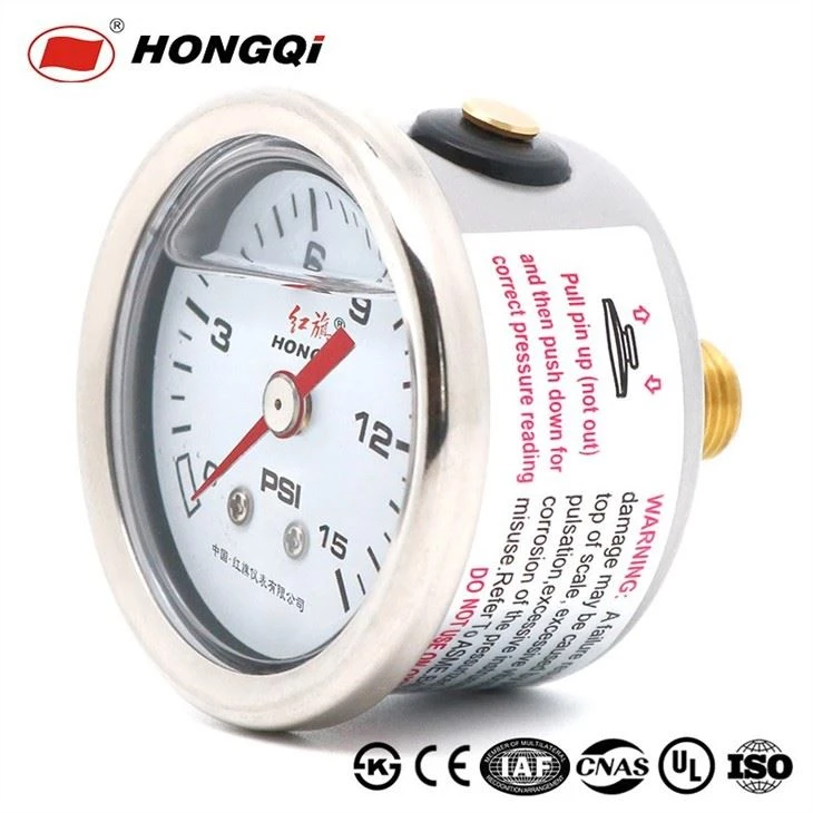 Axial shockproof pressure gauge